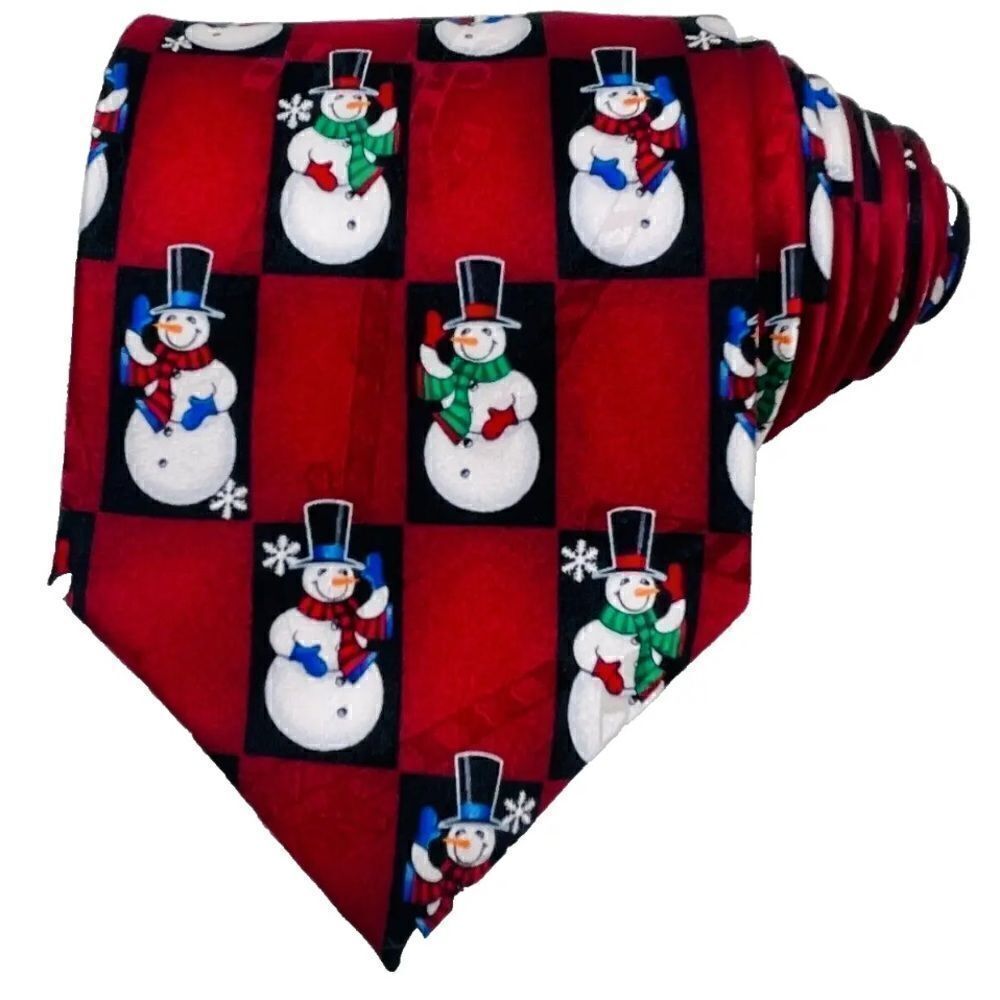 Hallmark Yule Tie Greetings by MMG Men's Festive Holiday Winter Snowman Necktie